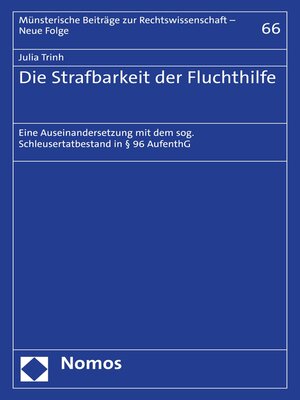 cover image of Die Strafbarkeit der Fluchthilfe
